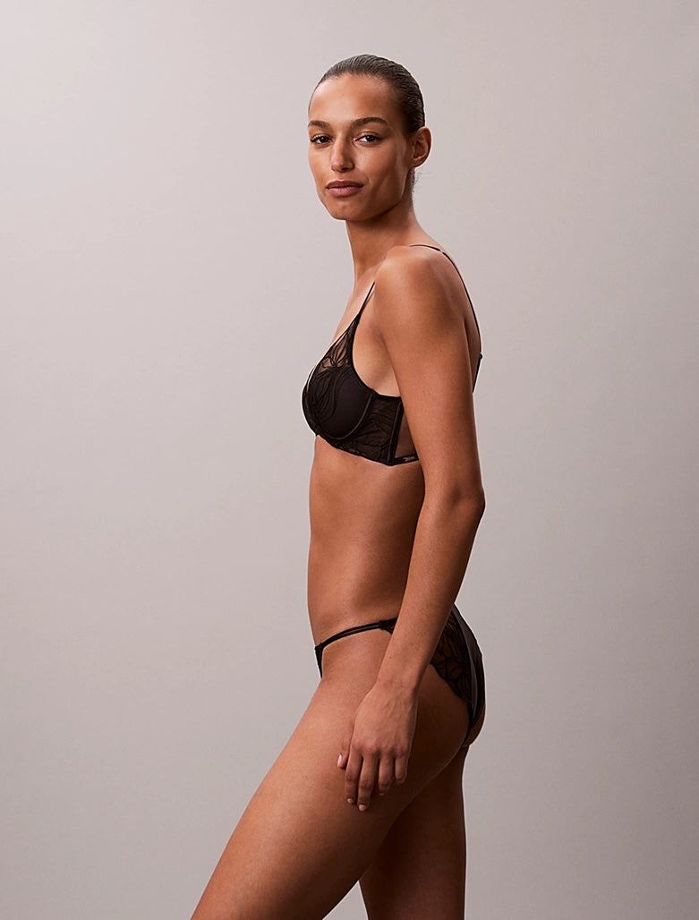 CK BLACK FLORAL LACE - BIKINI BRIEF