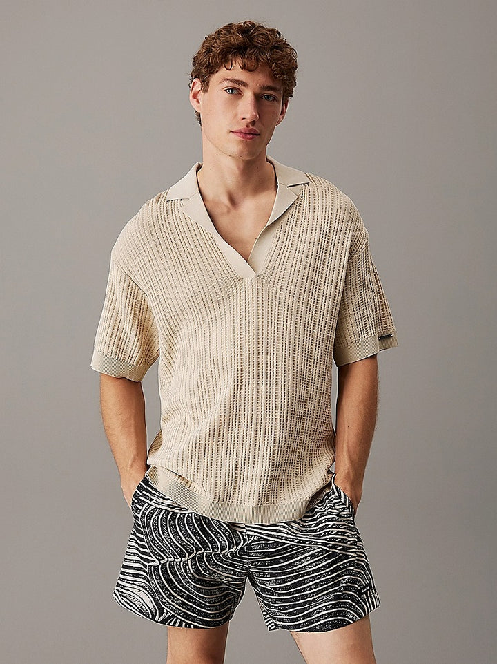 OPEN KNIT BEACH POLO SHIRT