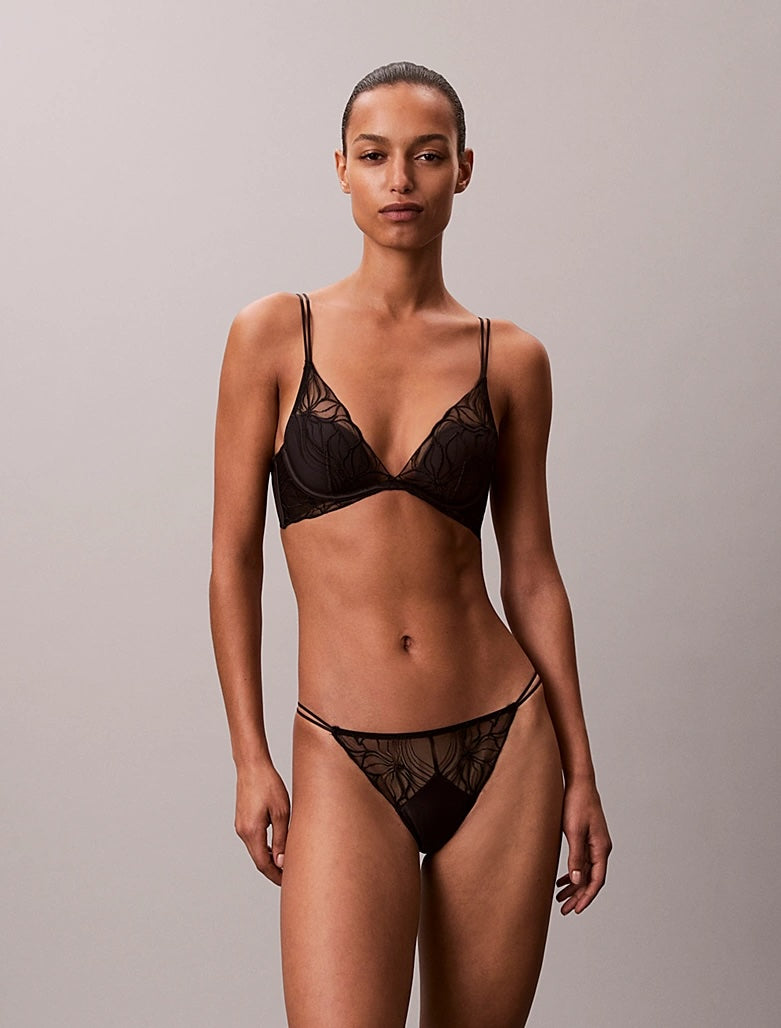 CK BLACK FLORAL LACE - BIKINI BRIEF
