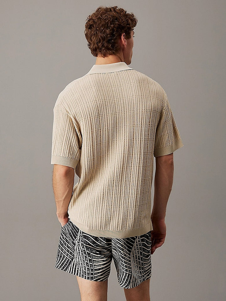 OPEN KNIT BEACH POLO SHIRT