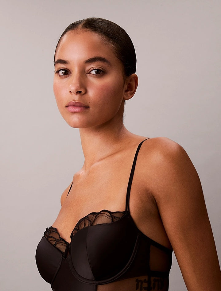 CK BLACK FLORAL LACE - BODYSUIT