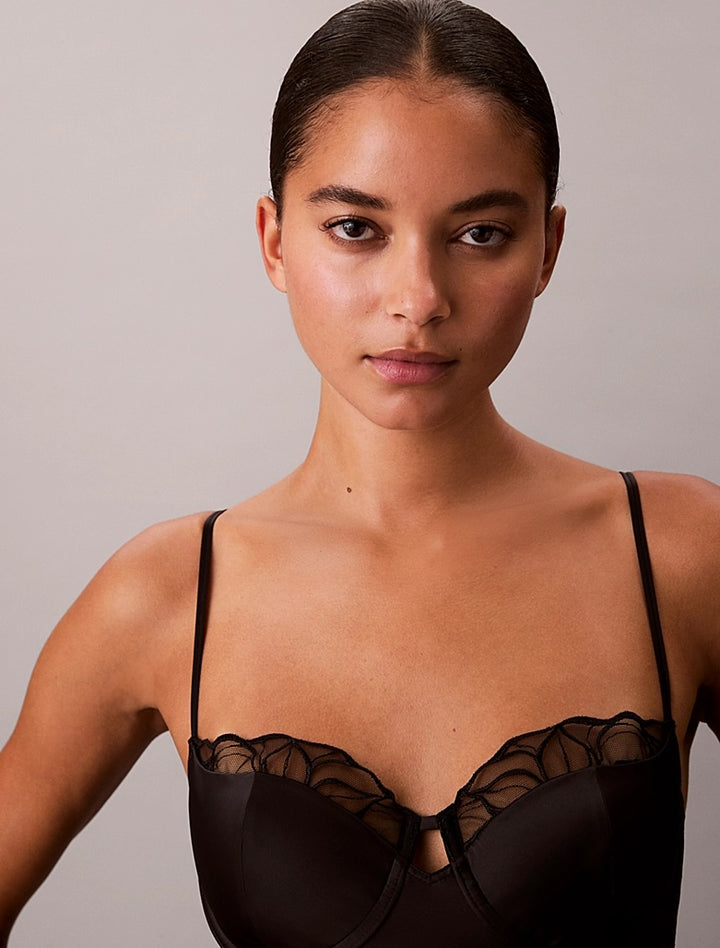 CK BLACK FLORAL LACE - BODYSUIT
